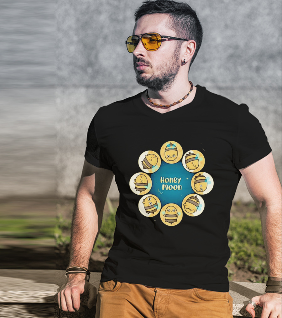 Honey Moon Bee Phases Astronomical Nature Cycle T-Shirt