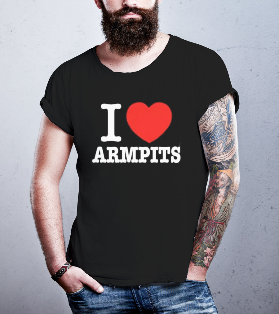 I Love Armpits Fetish Humor Bold White Red Heart T-Shirt
