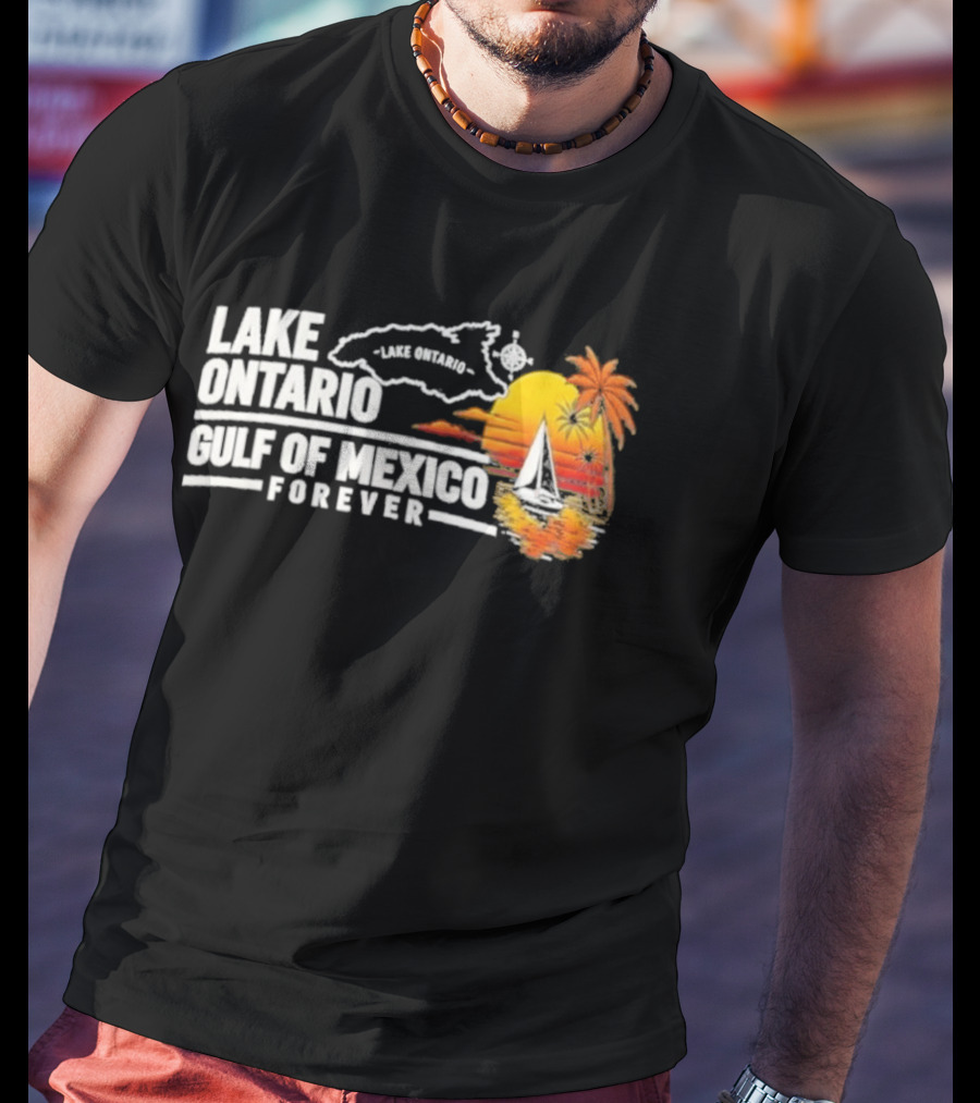 Lake Ontario Gulf Of Mexico Map Sunset Palm 2026 T-Shirt