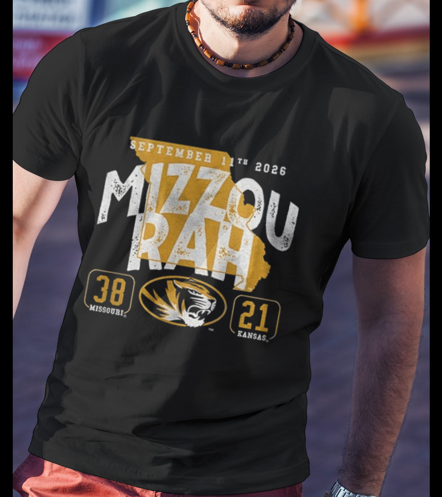 Missouri Tigers 38 Vs Kansas Jayhawks 21 Mizzou Rah September 11th 2026 T-Shirt