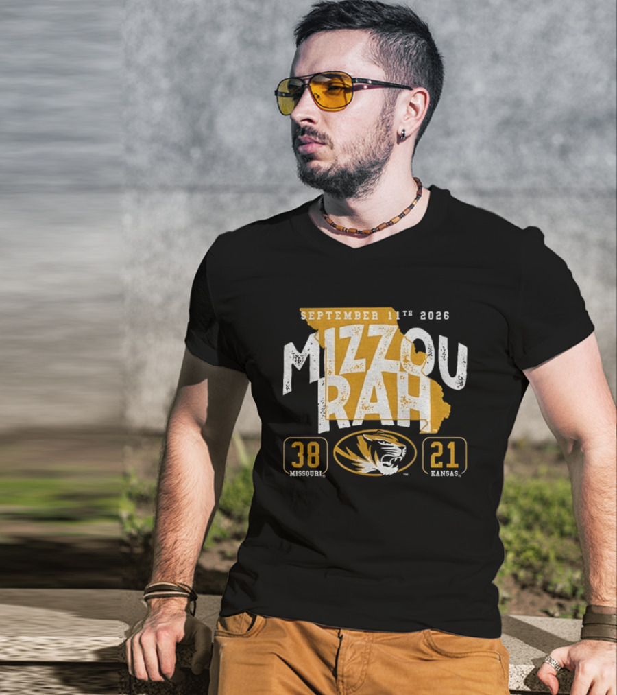 Missouri Tigers 38 Vs Kansas Jayhawks 21 Mizzou Rah September 11th 2026 T-Shirt
