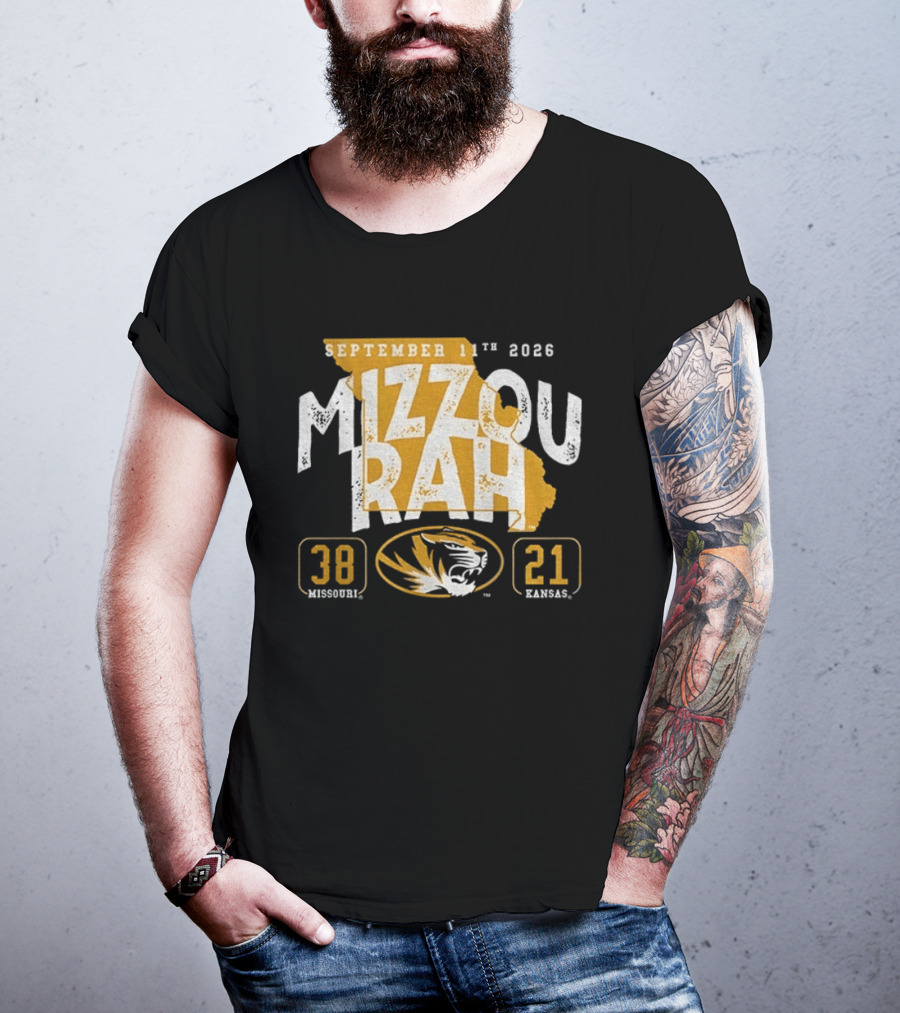Missouri Tigers 38 Vs Kansas Jayhawks 21 Mizzou Rah September 11th 2026 T-Shirt