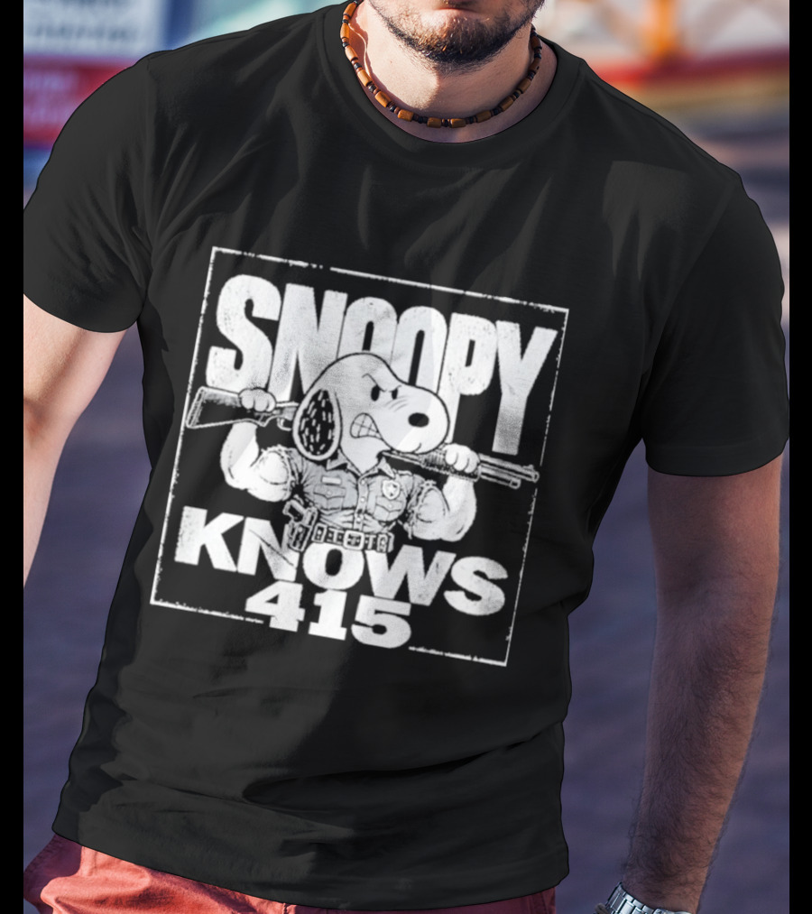 Snoopy Knows 415 Peanuts Police Officer Gun T-Shirt