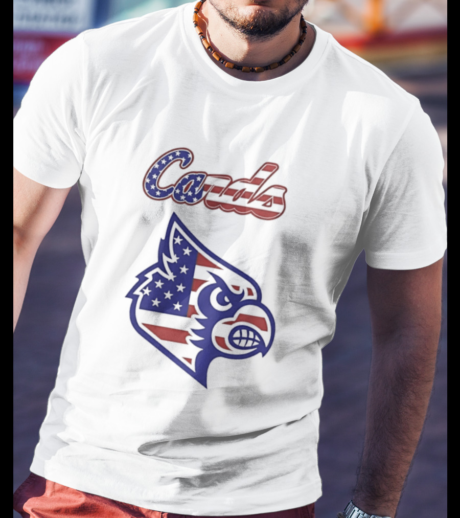 Cards American Flag Cardinal Head Stars Stripes T-Shirt