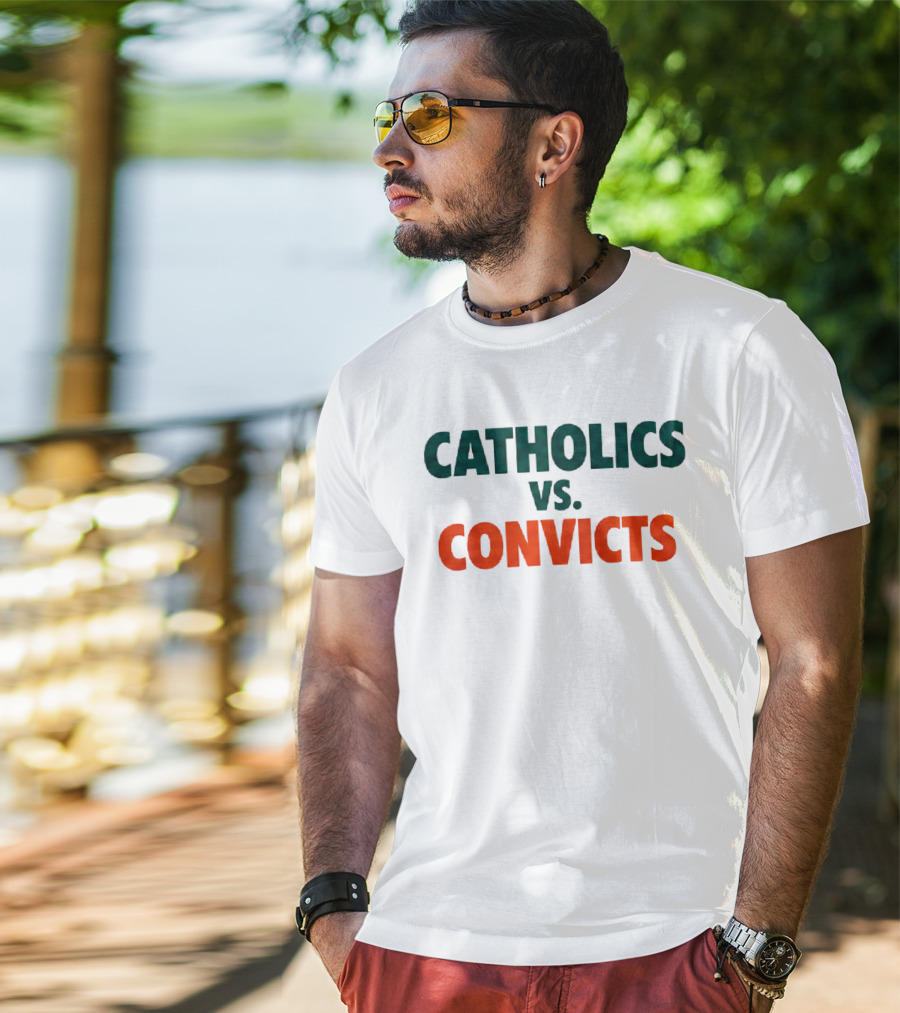 Catholics Vs Convicts Notre Dame Vs Miami ND Unfinished Business Oct 15 1988 T-Shirt
