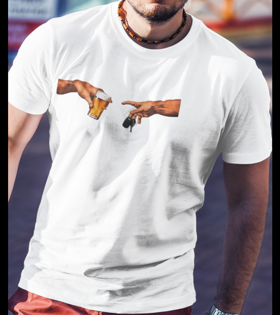 Creation Of Adam Beer Handing Over Car Keys T-Shirt