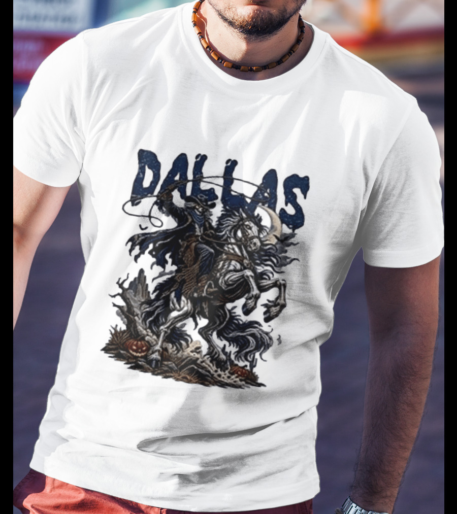 Dallas Cowboys Skeleton Horse Rider Halloween T-Shirt