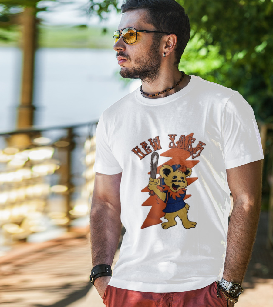 New York Grateful Dead Dancing Bear Batting Baseball Mets MLB T-Shirt