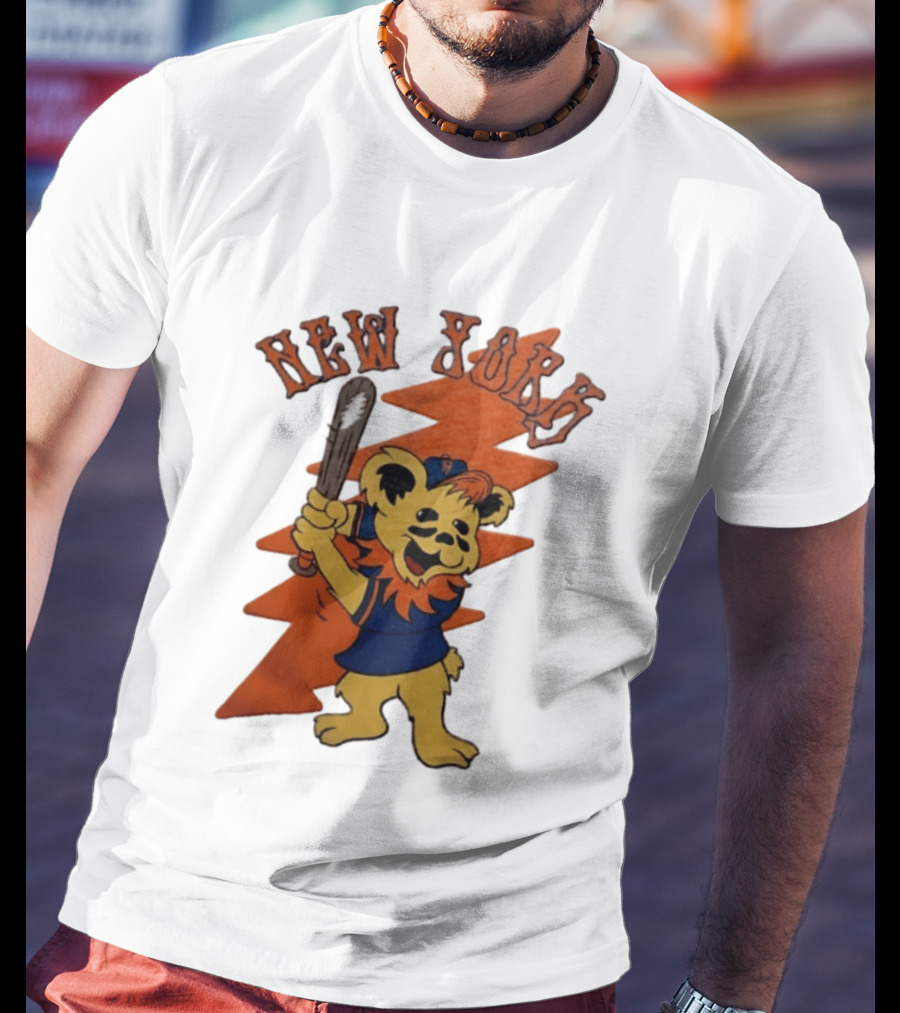 New York Grateful Dead Dancing Bear Batting Baseball Mets MLB T-Shirt