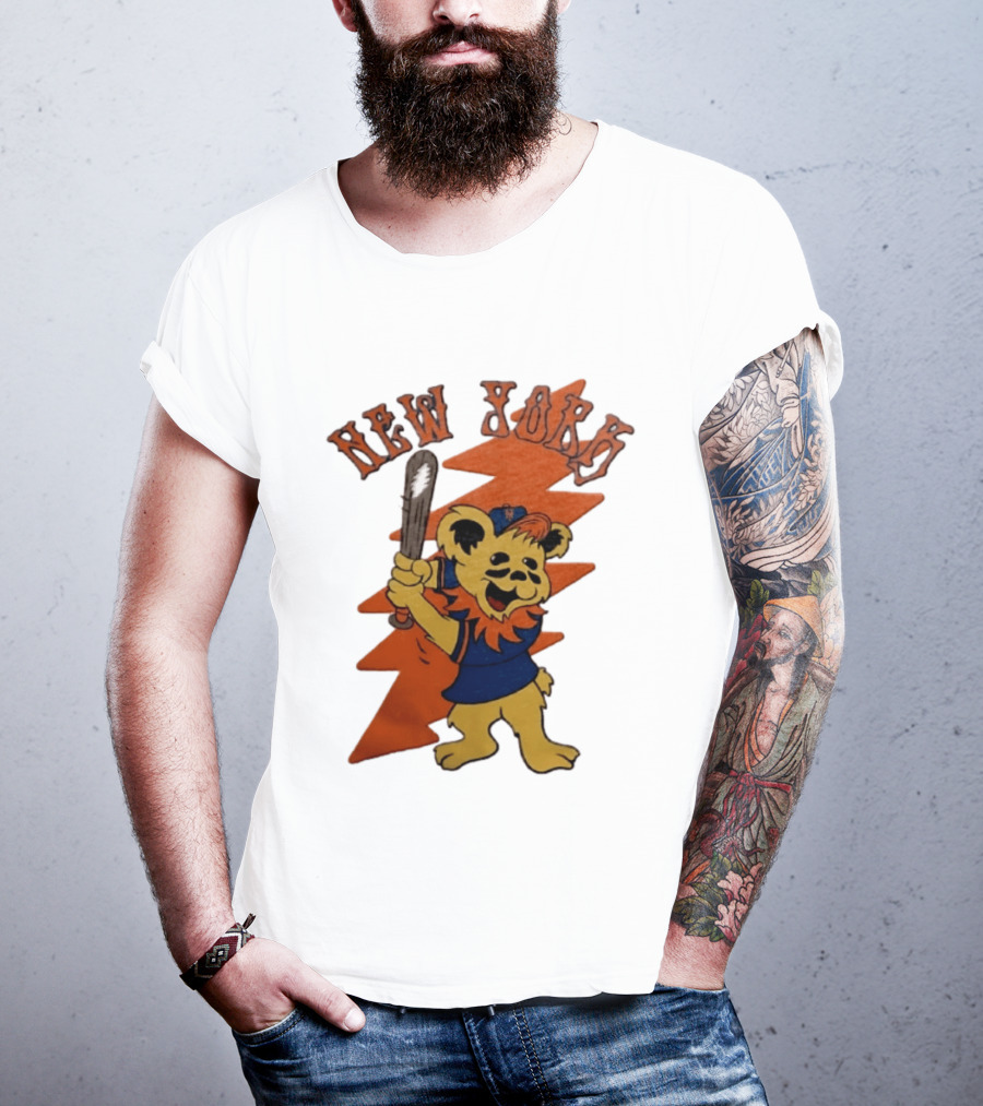 New York Grateful Dead Dancing Bear Batting Baseball Mets MLB T-Shirt