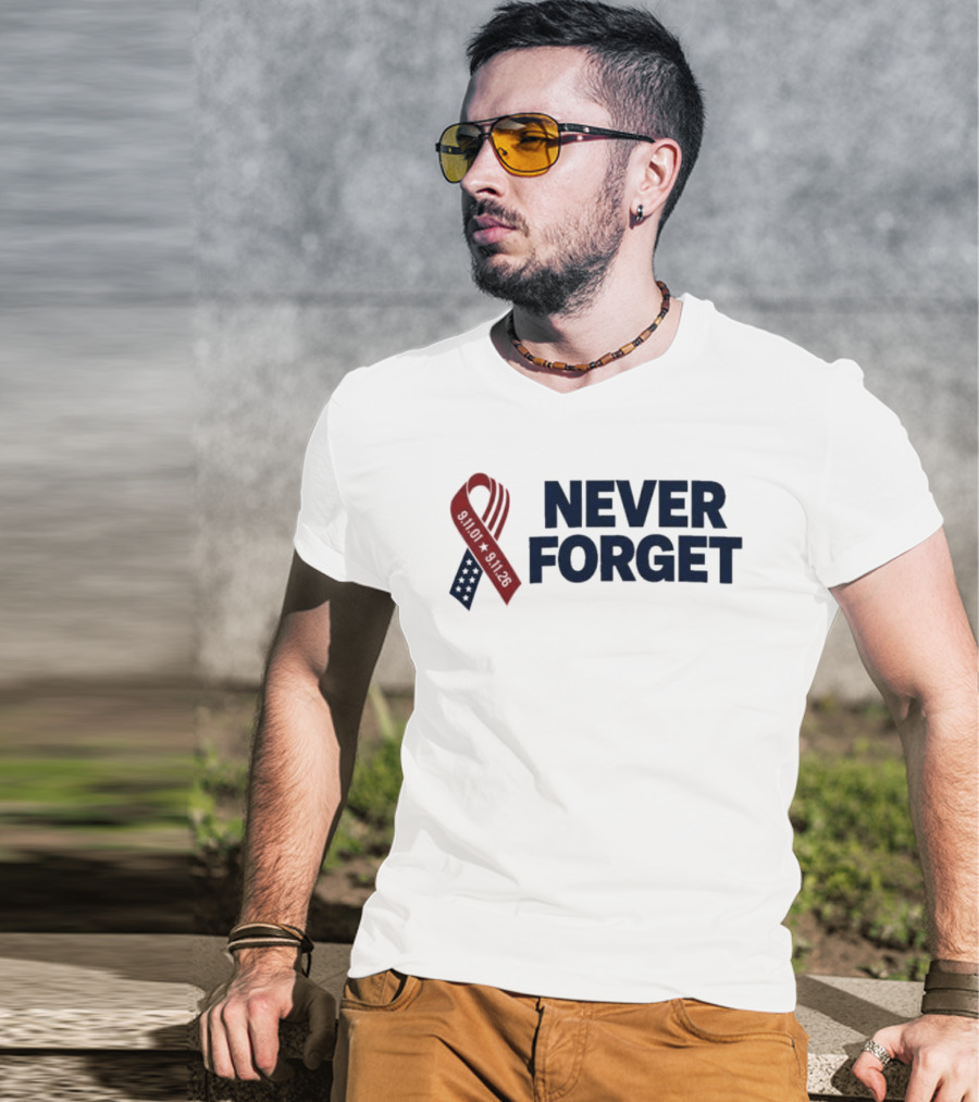 Jim Harbaugh Never Forget 911 Memorial Ribbon T-Shirt