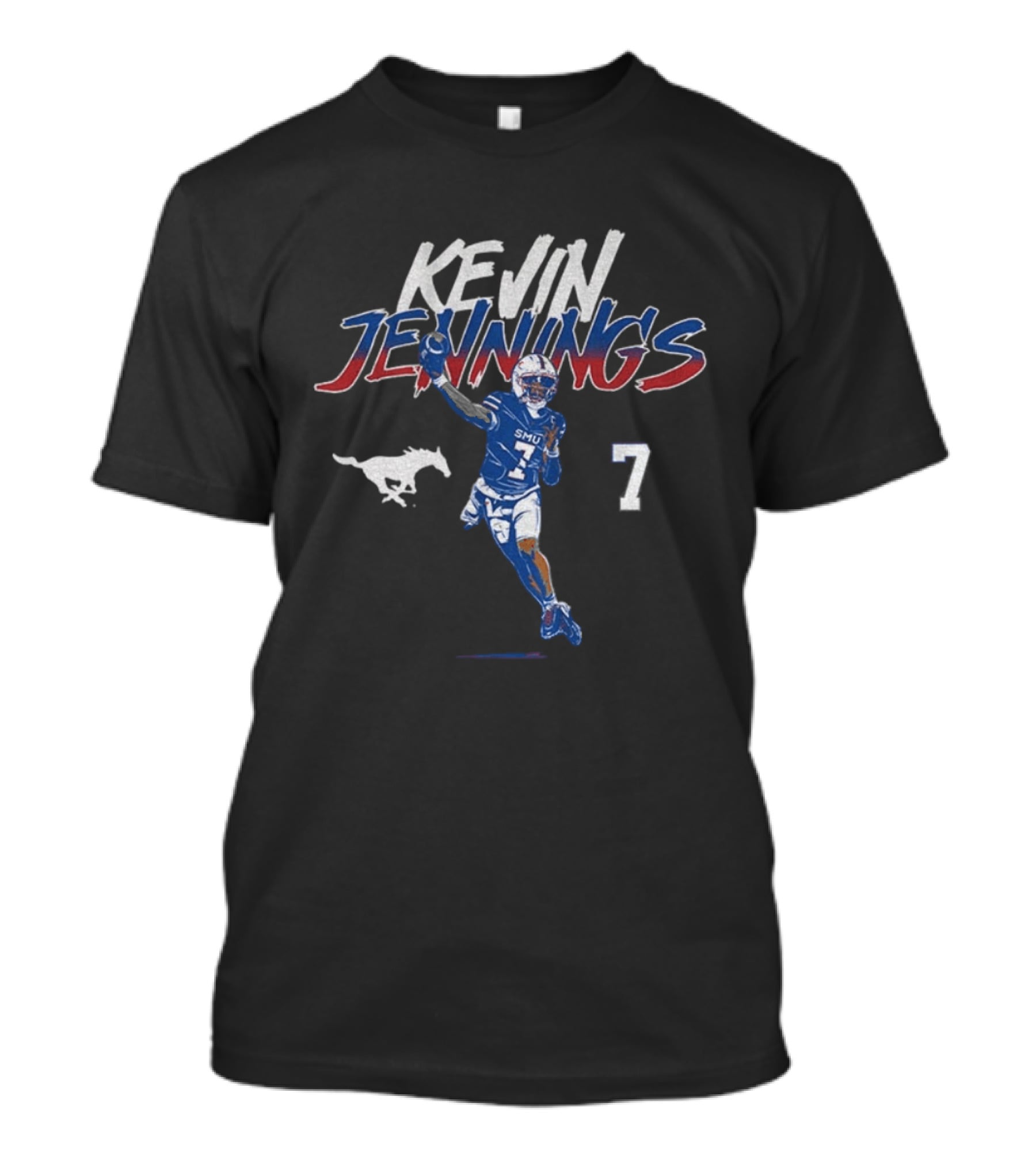 SMU Mustangs Kevin Jennings 7 Football Player Pose T-Shirt