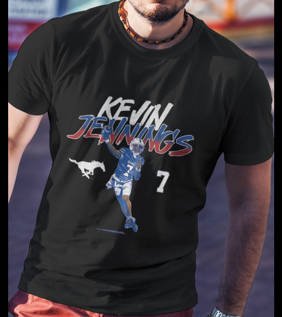 SMU Mustangs Kevin Jennings 7 Football Player Pose T-Shirt