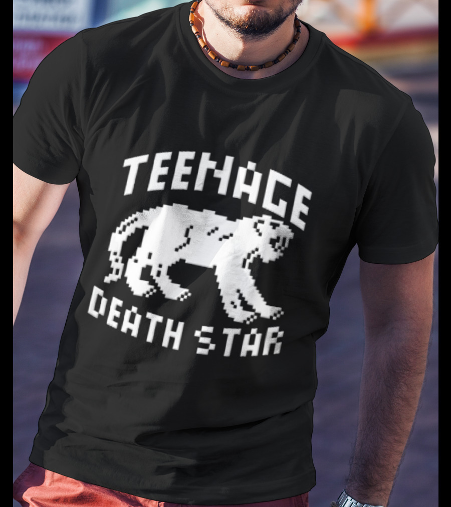 Teenage Death Star 8 Bit Pixelated White Panther T-Shirt
