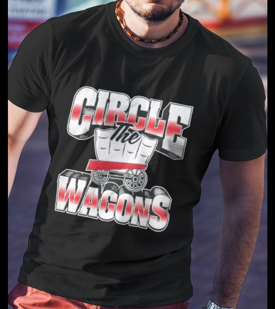 Circle The Wagons Pioneer Covered Wagon Red White 3D T-Shirt