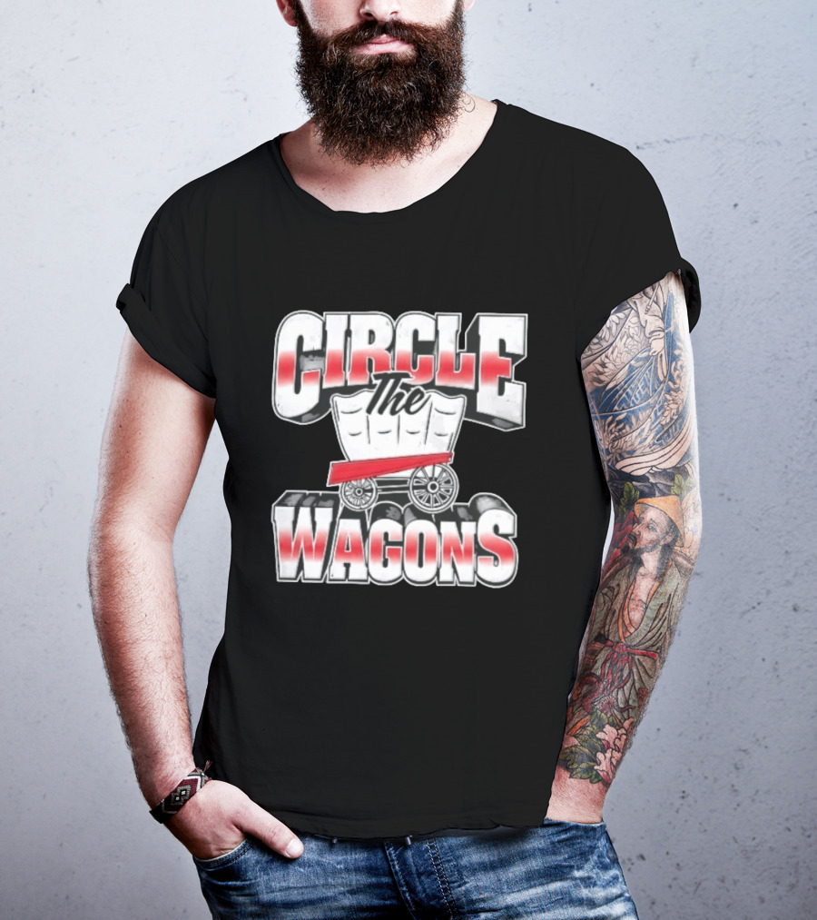 Circle The Wagons Pioneer Covered Wagon Red White 3D T-Shirt