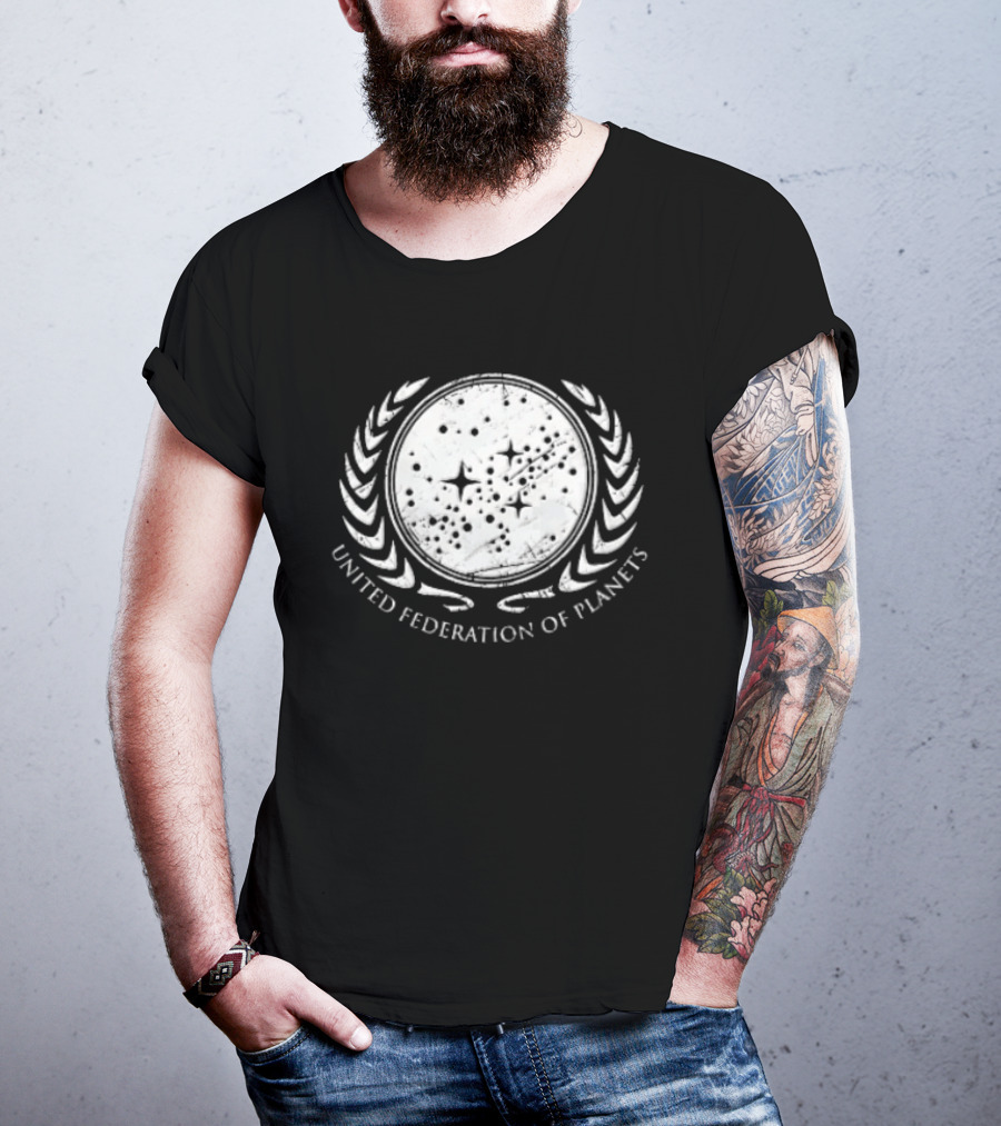 United Federation Of Planets Distressed Star Field Laurel Wreath T-Shirt