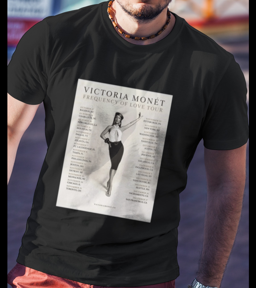Victoria Monét Frequency Of Love Tour 2026 North America Dates Raleigh Charlotte New Orleans Houston Los Angeles Sacramento T-Shirt