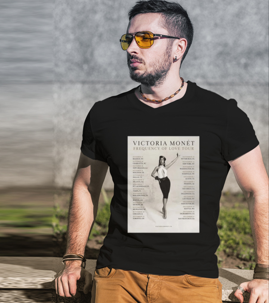 Victoria Monét Frequency Of Love Tour 2026 North America Dates Raleigh Charlotte New Orleans Houston Los Angeles Sacramento T-Shirt