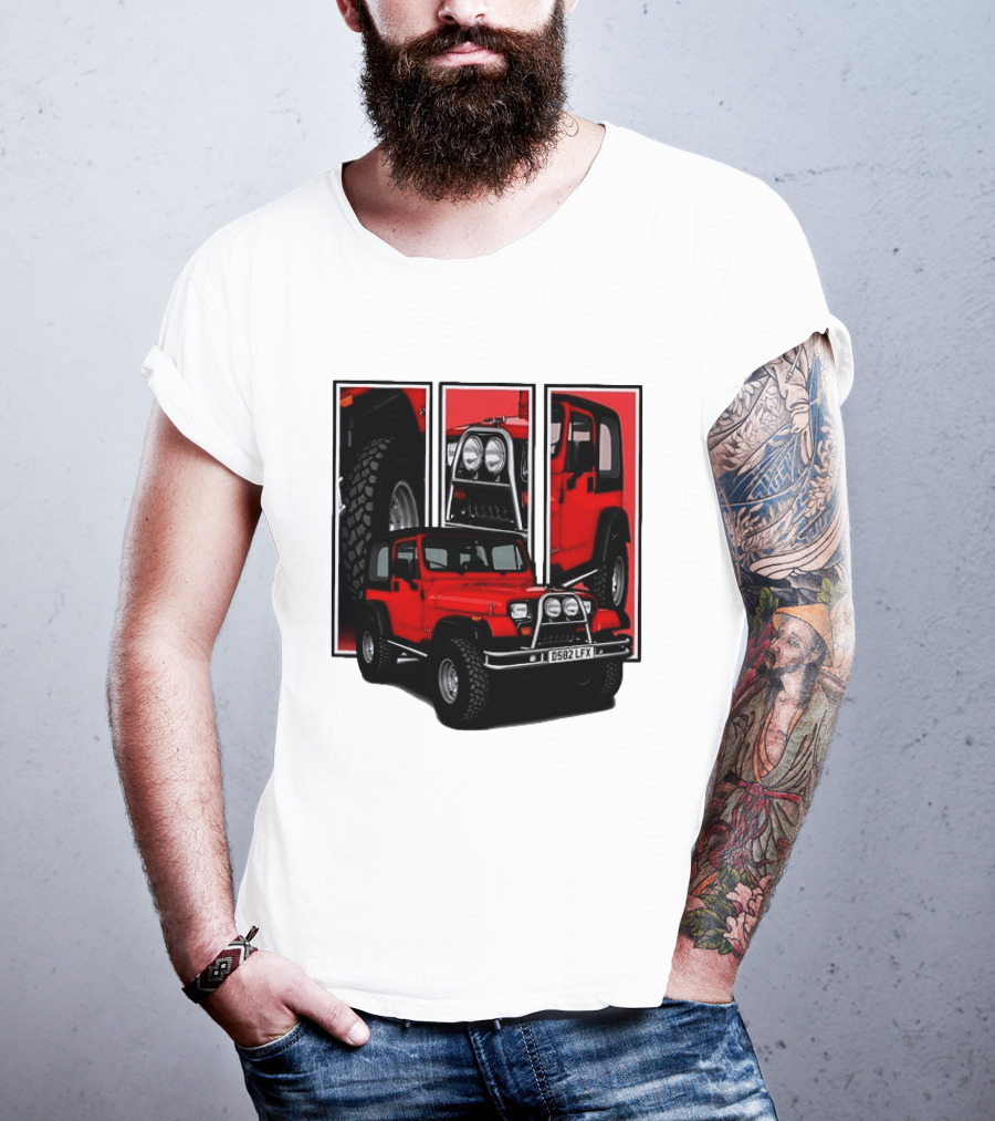 Red Jeep Wrangler 4x4 Off Road Adventure Vehicle Four Wheel Drive T-Shirt