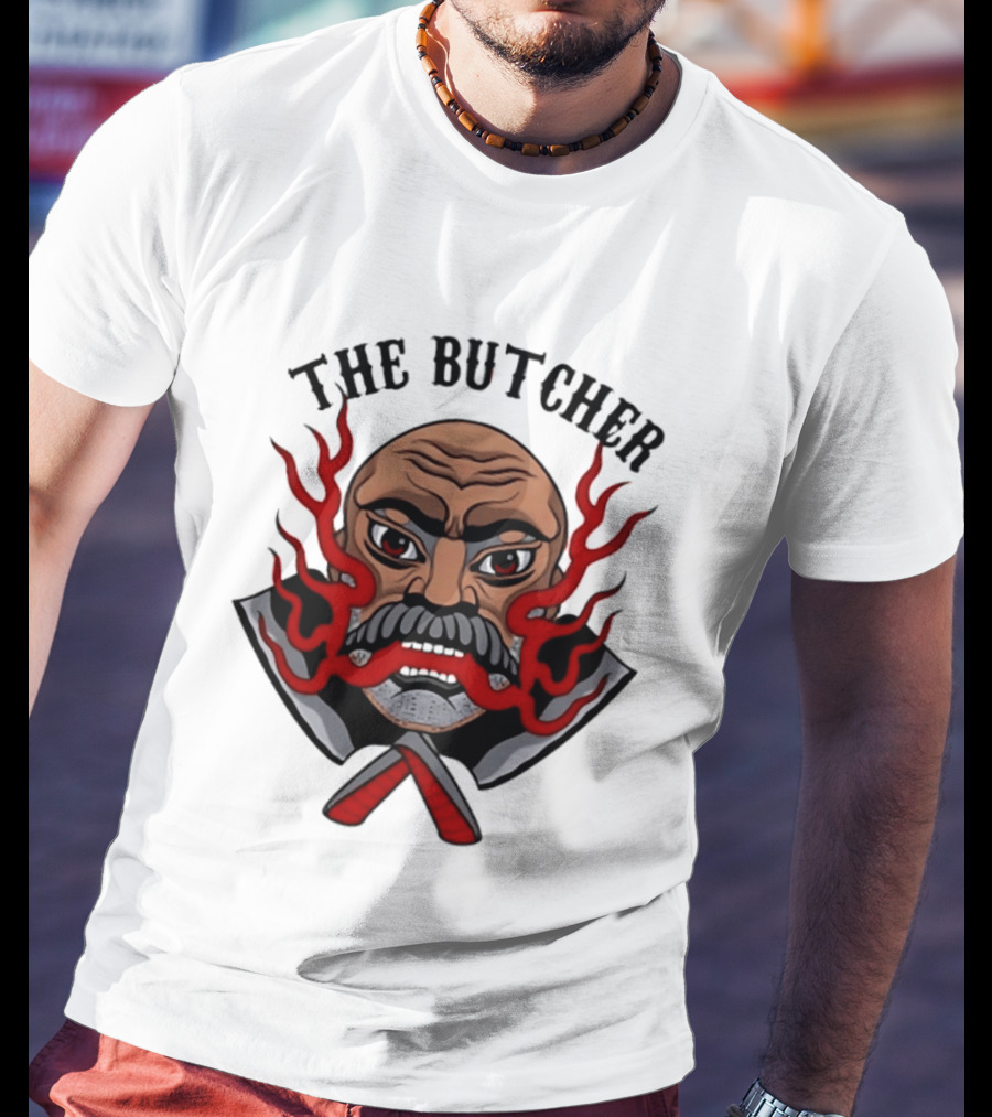 The Butcher AEW Professional Wrestling Skull Flames Axes T-Shirt