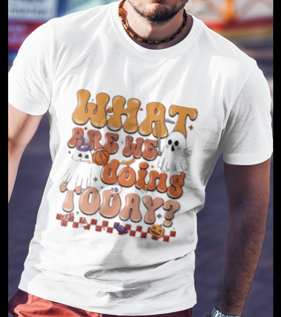 What Are We Doing Today Cartoon Halloween Ghosts Basketball Baseball Boo Shop T-Shirt