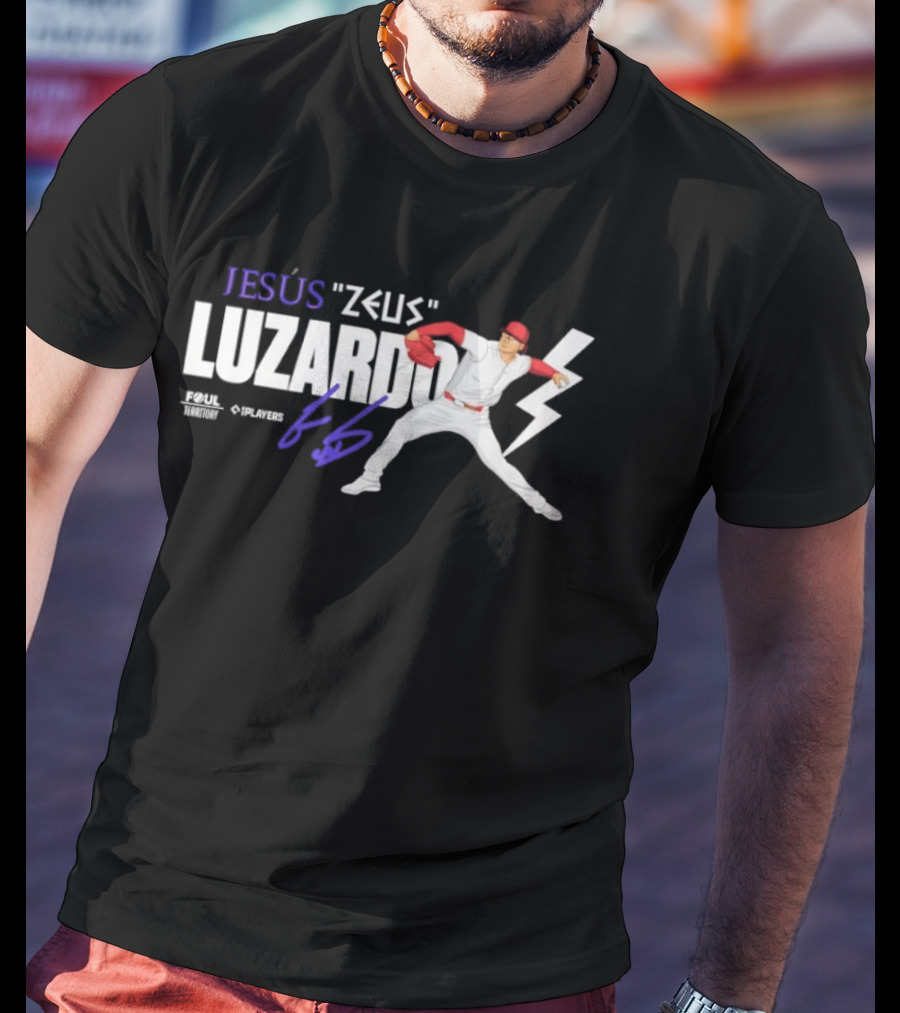 Jesús Zeus Luzardo Pitching Foul Territory 44 Lightning Bolt T-Shirt