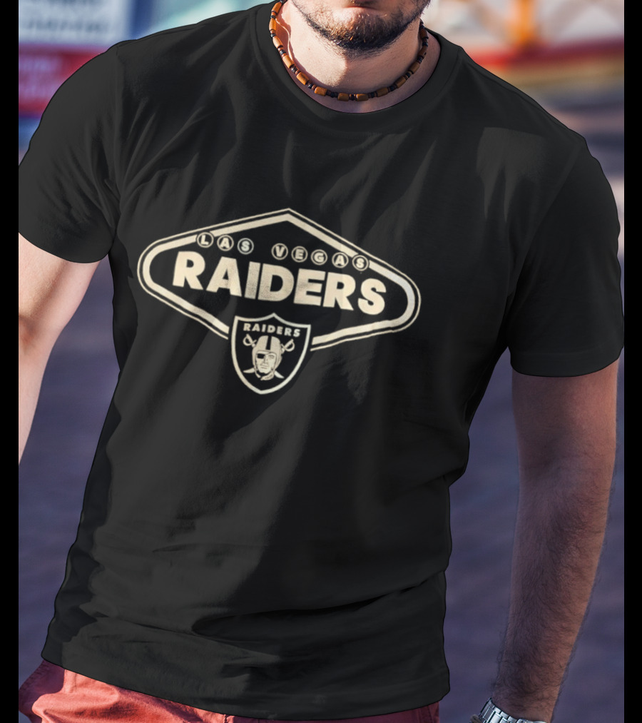Las Vegas Raiders Neon Style Sign With Shield T-Shirt