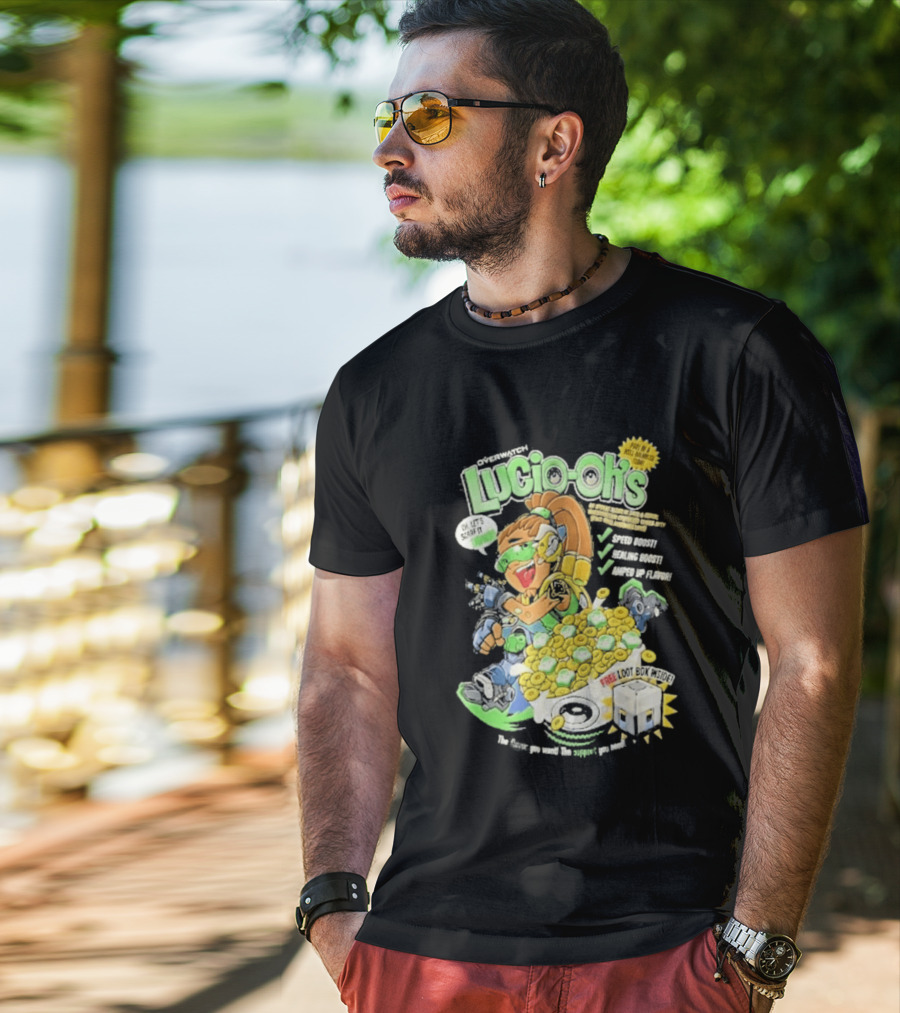 Lucio Oh's Cereal Sound Boost Sonic Waves Packed With Flavor T-Shirt