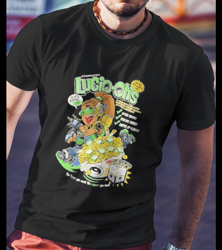 Lucio Oh's Cereal Sound Boost Sonic Waves Packed With Flavor T-Shirt