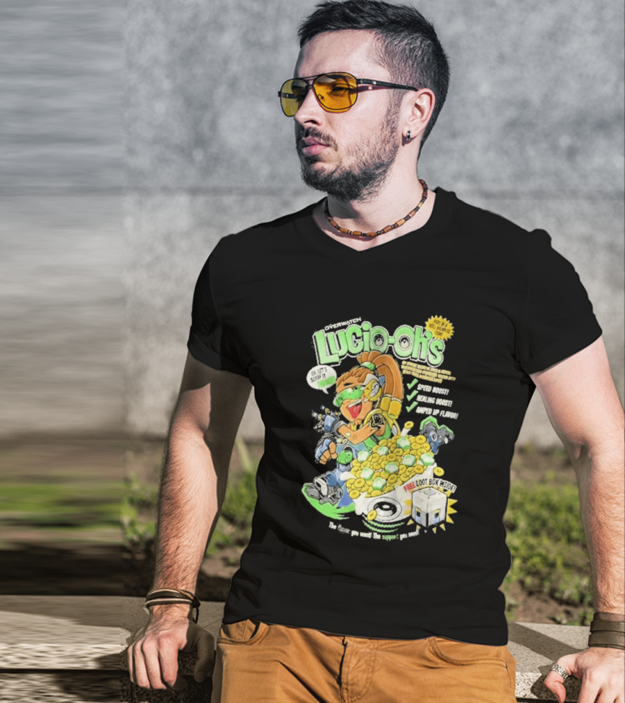 Lucio Oh's Cereal Sound Boost Sonic Waves Packed With Flavor T-Shirt