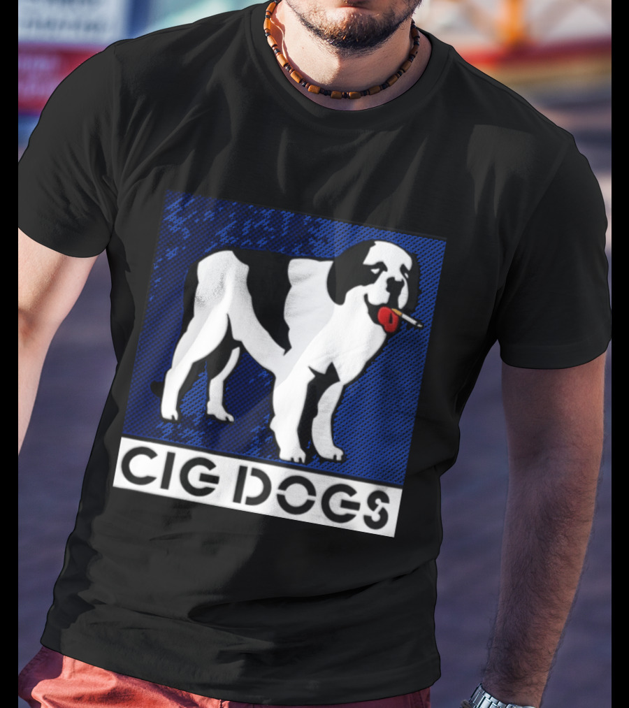 Cig Dogs Saint Bernard Smoking Cigarette Funny Canine T-Shirt
