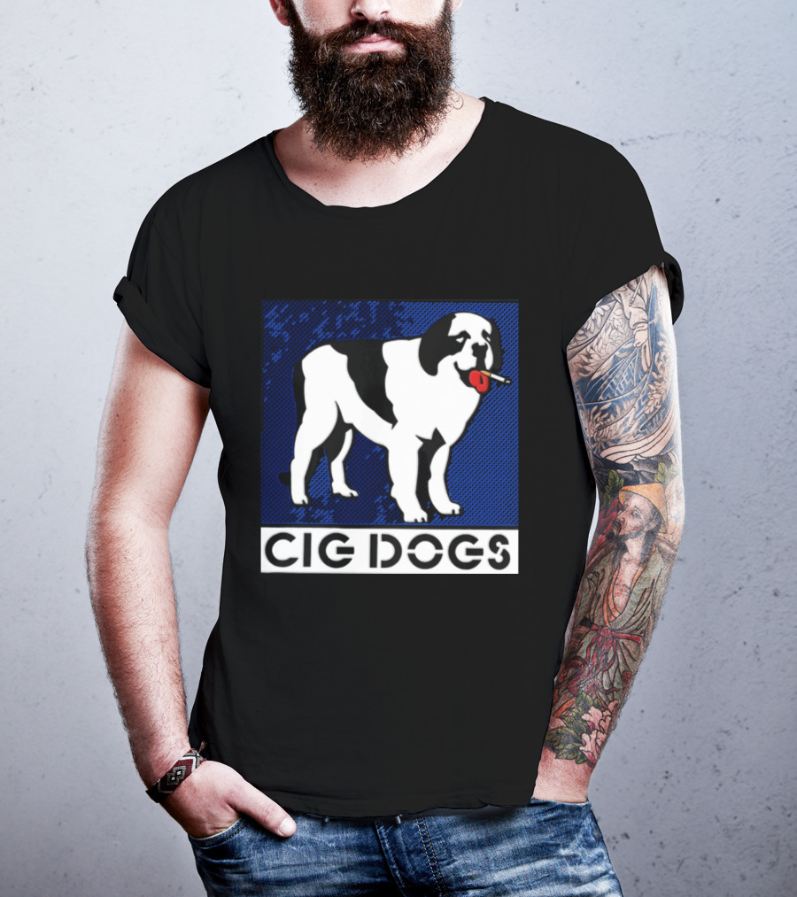 Cig Dogs Saint Bernard Smoking Cigarette Funny Canine T-Shirt