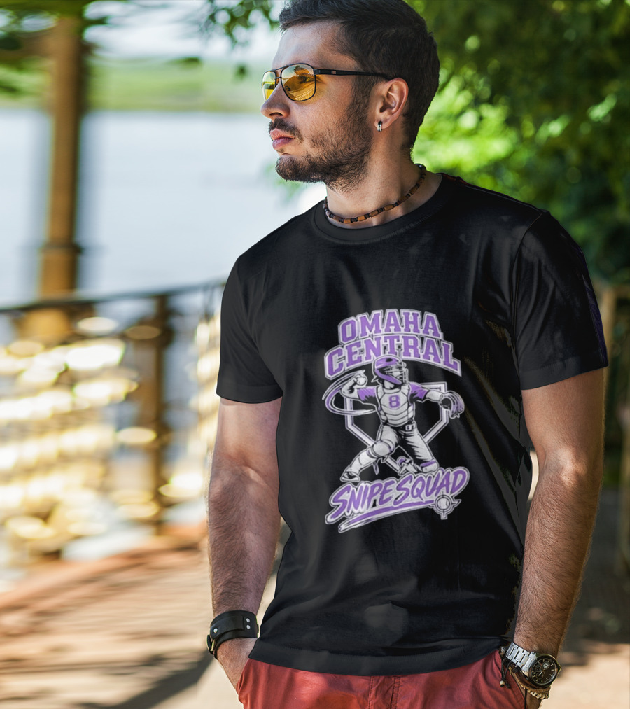 Omaha Central Snipe Squad Baseball Catcher Number 8 T-Shirt