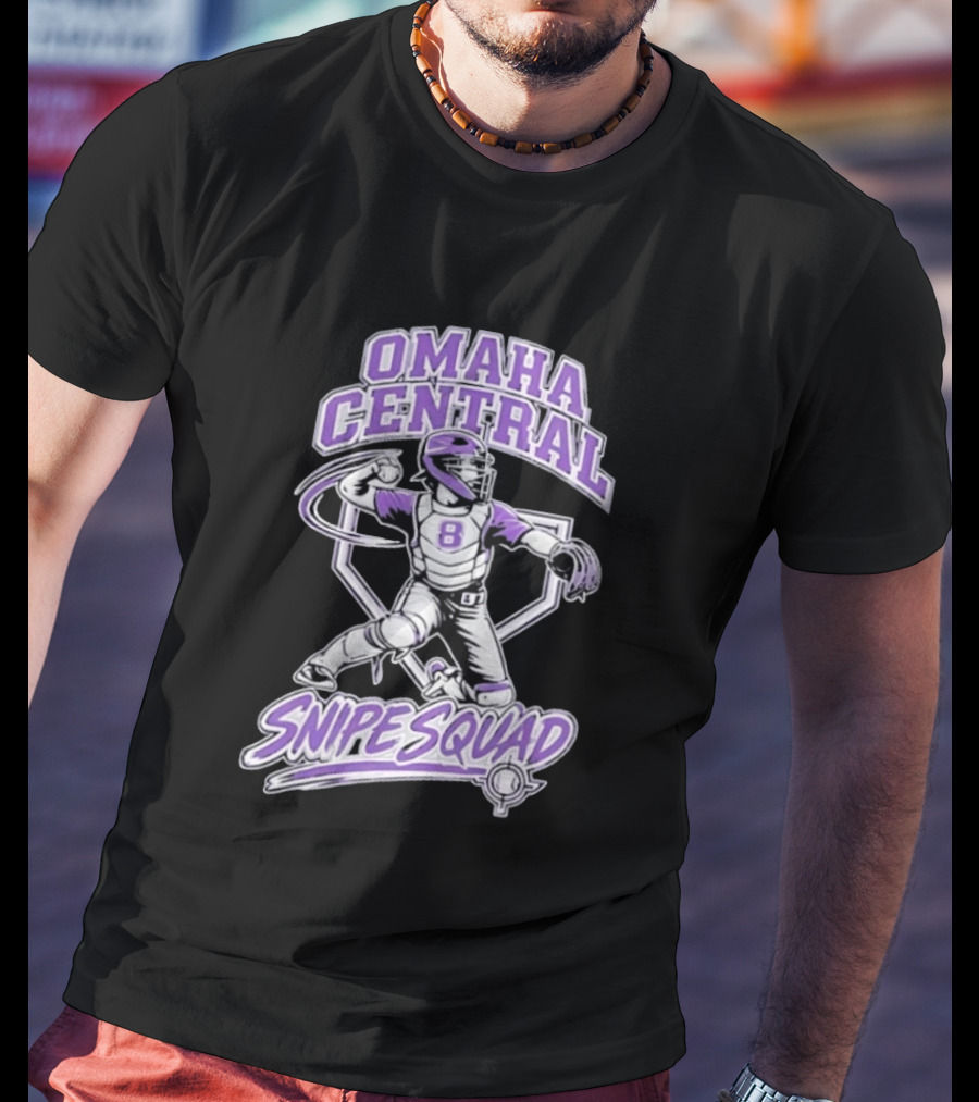 Omaha Central Snipe Squad Baseball Catcher Number 8 T-Shirt