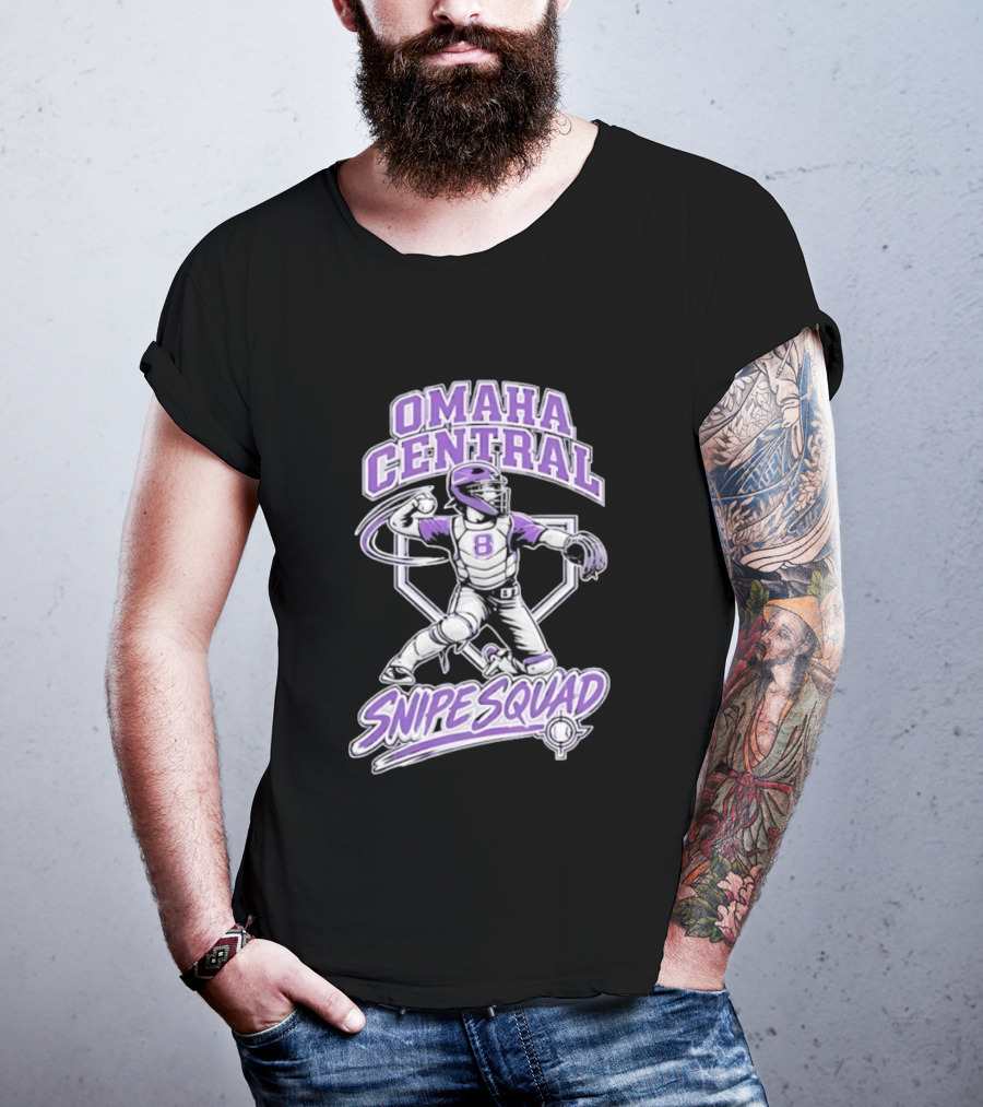 Omaha Central Snipe Squad Baseball Catcher Number 8 T-Shirt