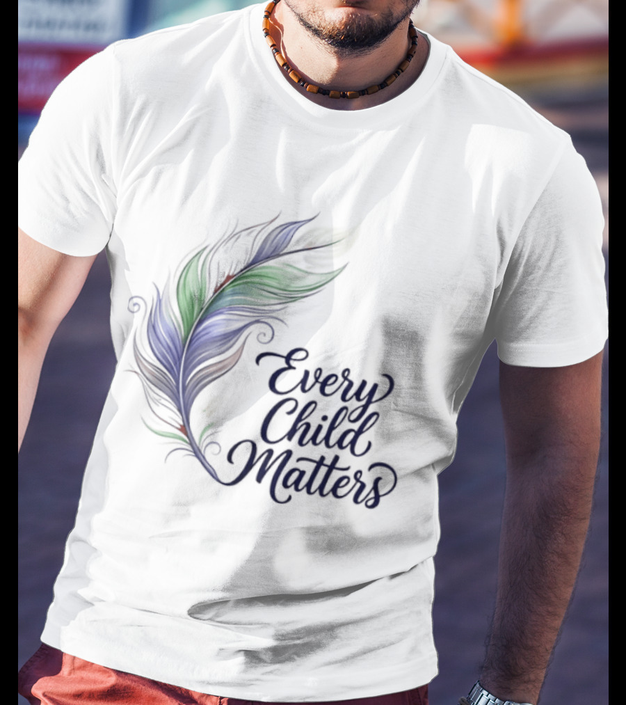 Every Child Matters Colorful Feather Orange Day Awareness T-Shirt