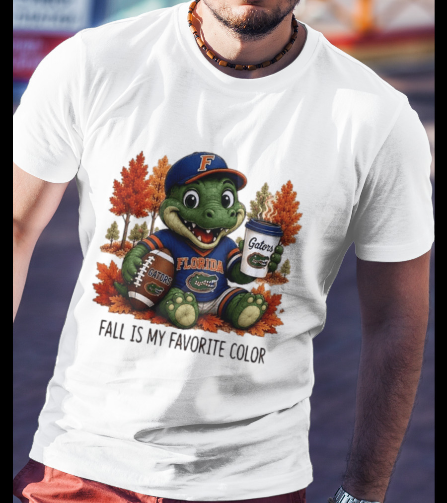 Florida Gators Fall Is My Favorite Color Gators Football Mascot Coffee Football Autumn Leaves T-Shirt