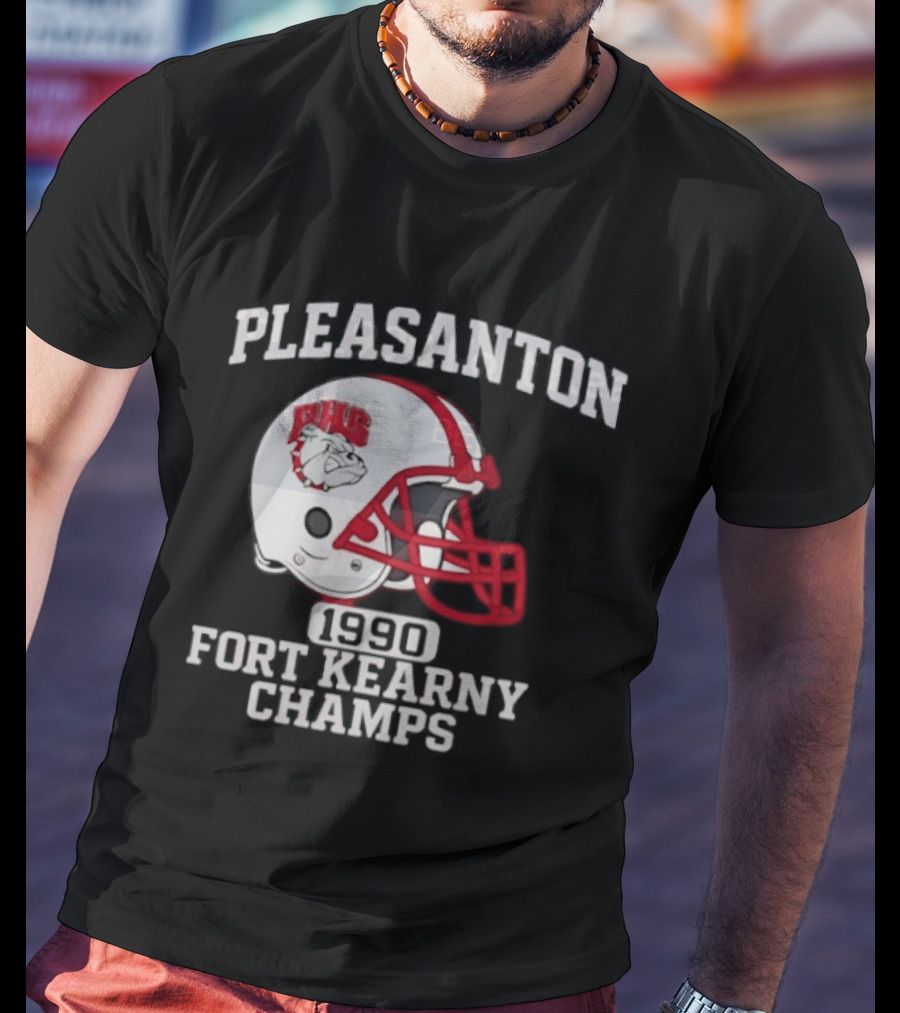 Pleasanton PHS 1990 Fort Kearny Champs Football Helmet T-Shirt