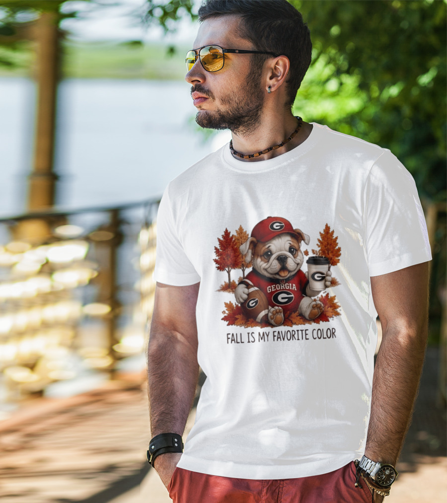 Georgia Bulldogs Fall Is My Favorite Color Football Bulldog Autumn T-Shirt