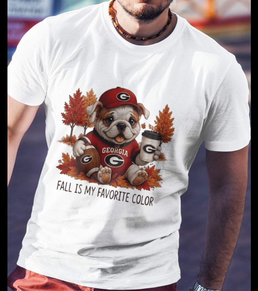 Georgia Bulldogs Fall Is My Favorite Color Football Bulldog Autumn T-Shirt