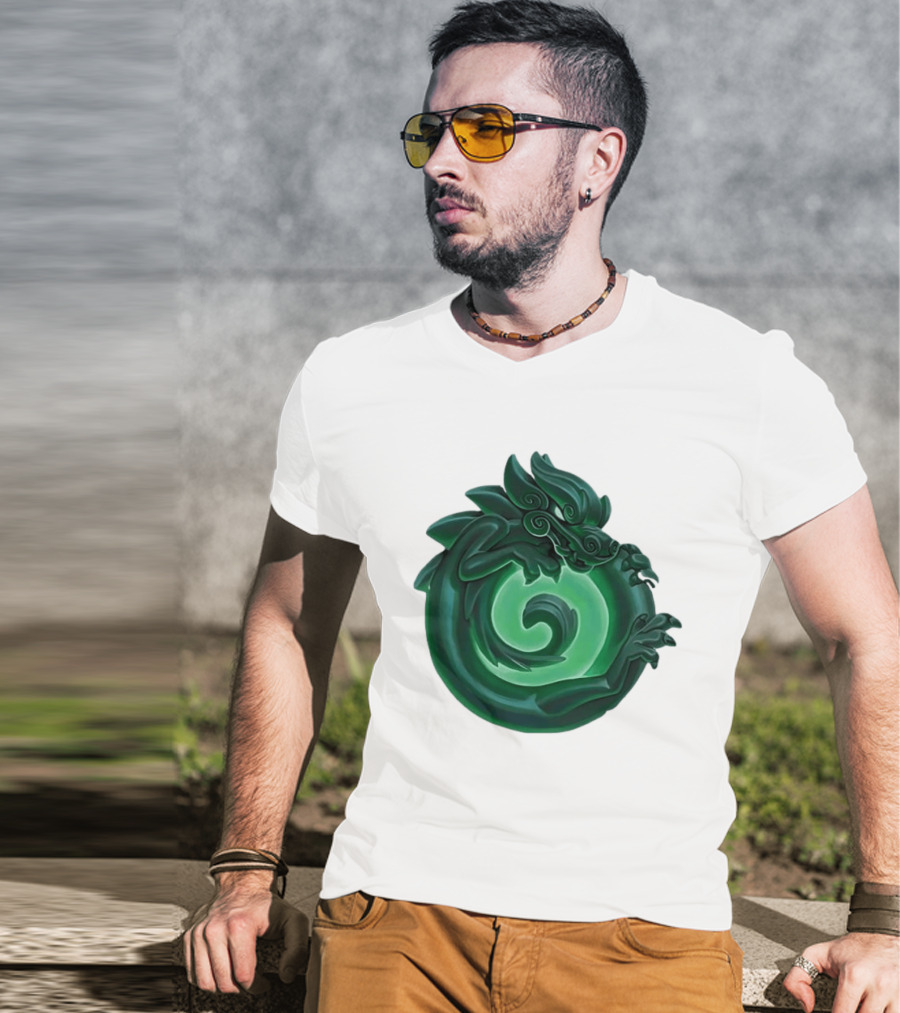 Green Jade Dragon Ouroboros Mythology Symbolic T-Shirt