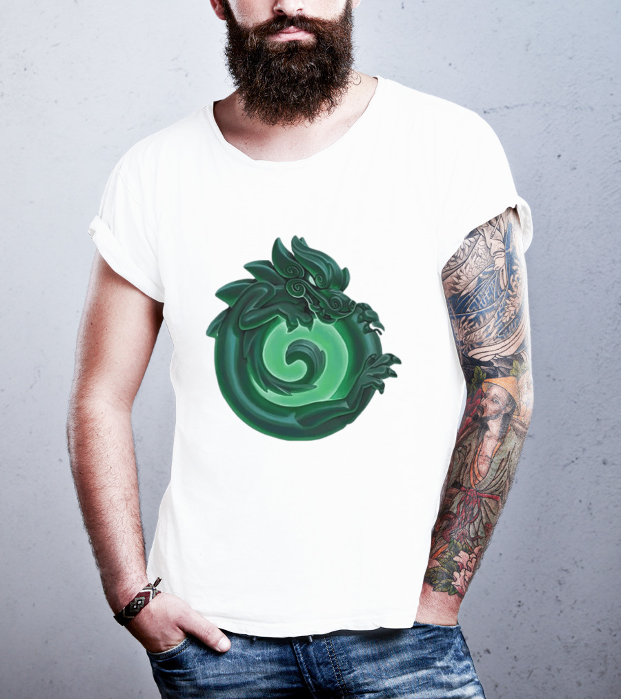 Green Jade Dragon Ouroboros Mythology Symbolic T-Shirt