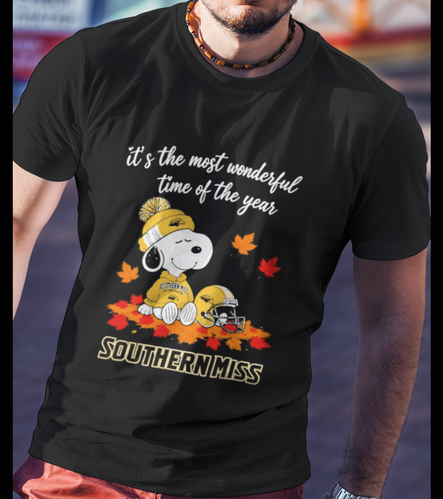 Snoopy It's The Most Wonderful Time Of The Year Southern Miss Golden Eagles Peanuts Fall Football T-Shirt