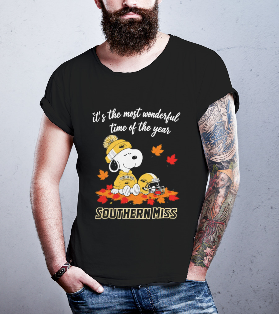 Snoopy It's The Most Wonderful Time Of The Year Southern Miss Golden Eagles Peanuts Fall Football T-Shirt