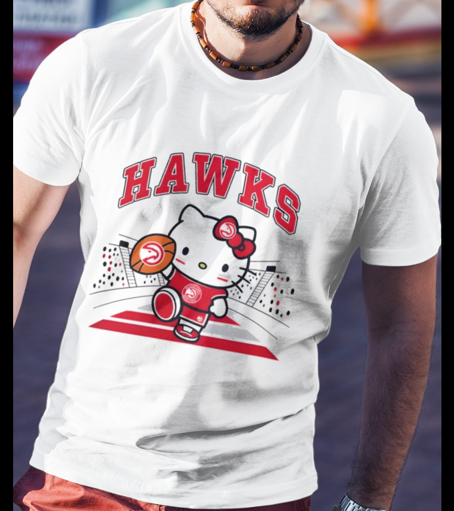 Hello Kitty Atlanta Hawks Basketball Collaboration 2026 NBA Season T-Shirt