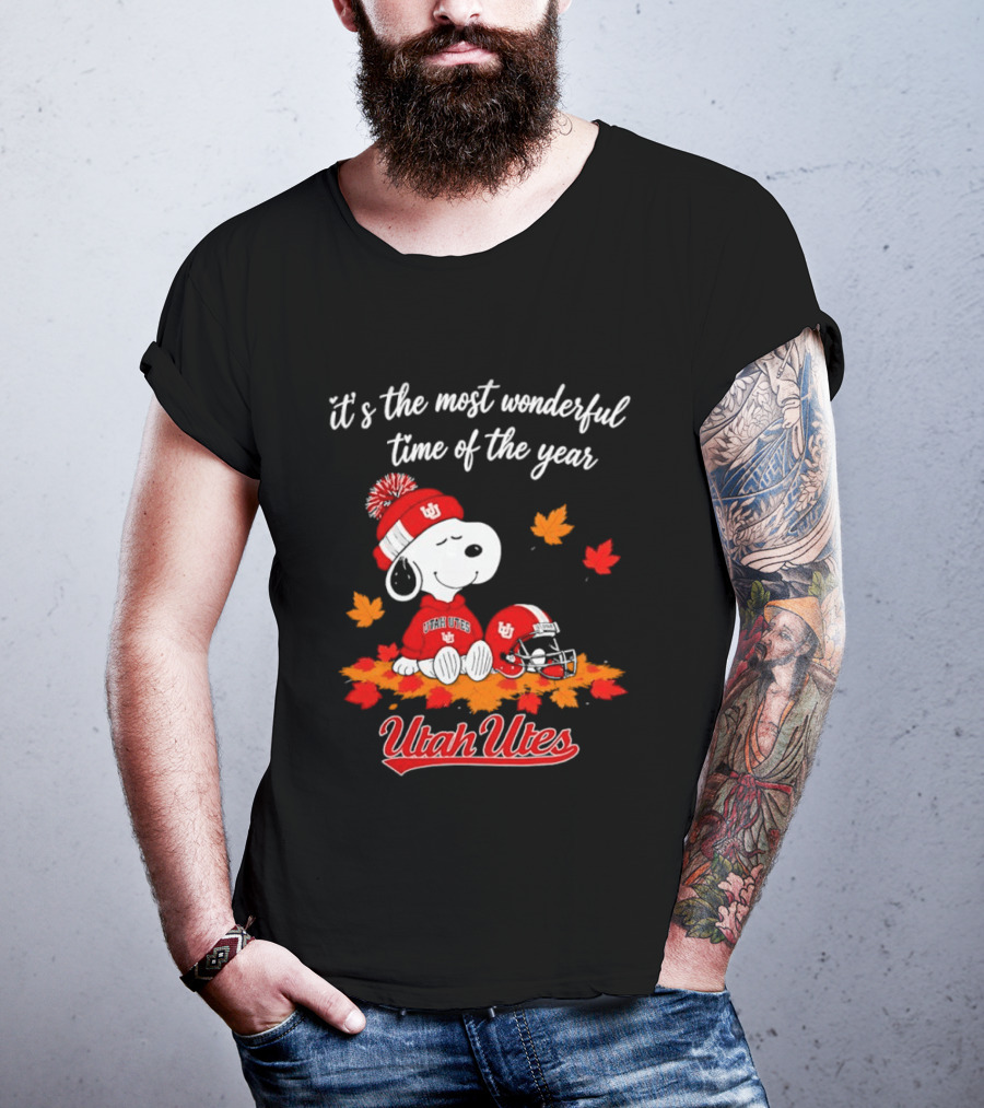 Snoopy It's The Most Wonderful Time Of The Year Utah Utes Autumn Cozy Vibe T-Shirt