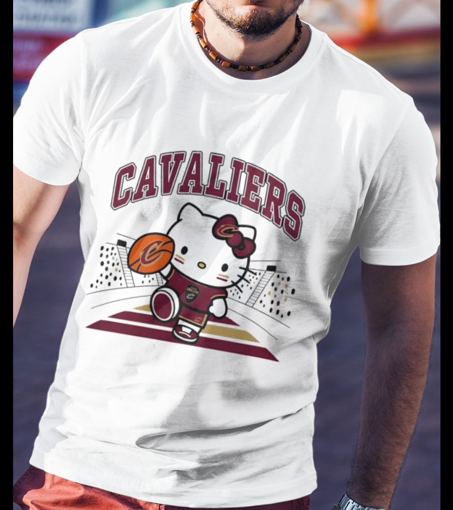Hello Kitty Cavaliers Basketball 2026 NBA Season Collaboration T-Shirt