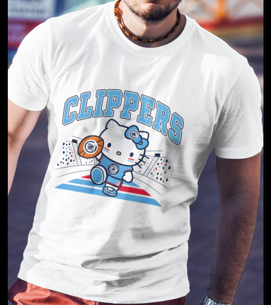 Hello Kitty Clippers 2026 NBA Season Basketball Fan Collaboration T-Shirt