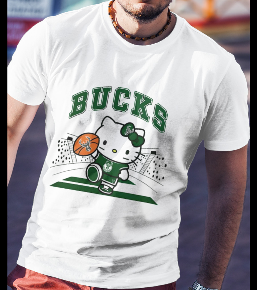 Hello Kitty Bucks Basketball Milwaukee Crossover 2026 NBA Season T-Shirt
